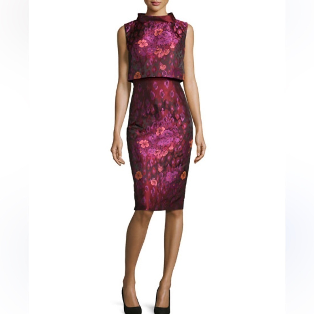Badgley Mischka Floral Pink And Purple Dress